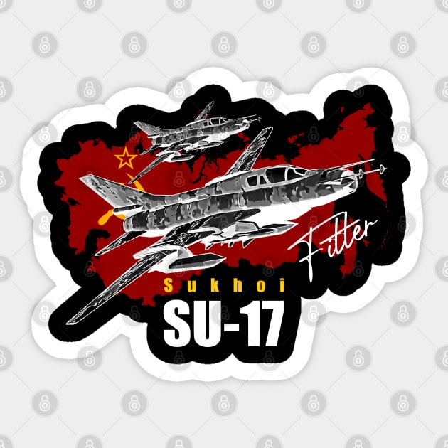 Sukhoi SU-17 Vintage Soviet Union fighterjet Sticker by aeroloversclothing